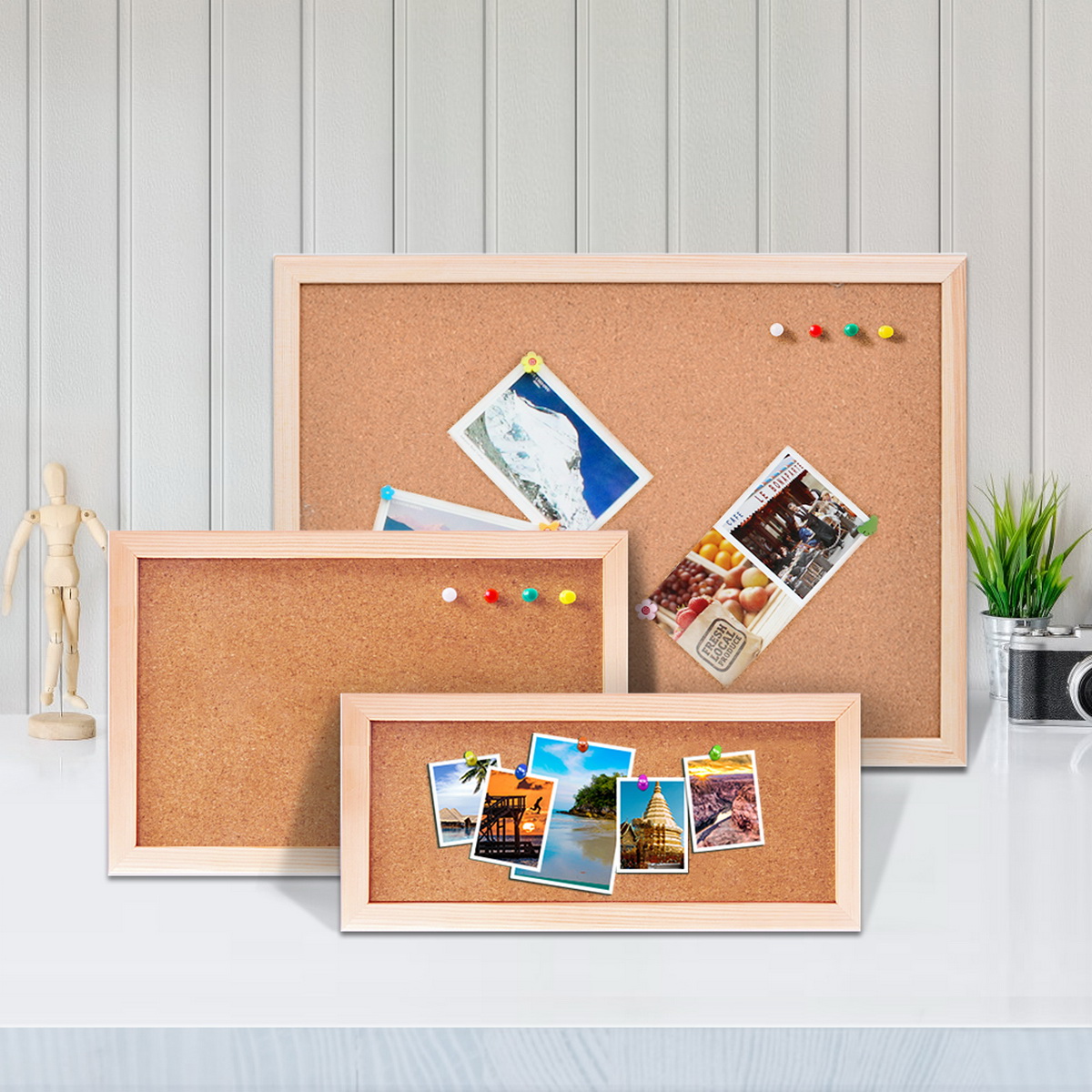 Frame Display Wood - Tableau d'affichage en liège avec cadre