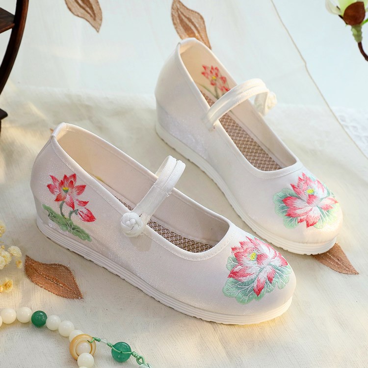 Embroidery Print - 2026 femmes blanc et vert Lotus