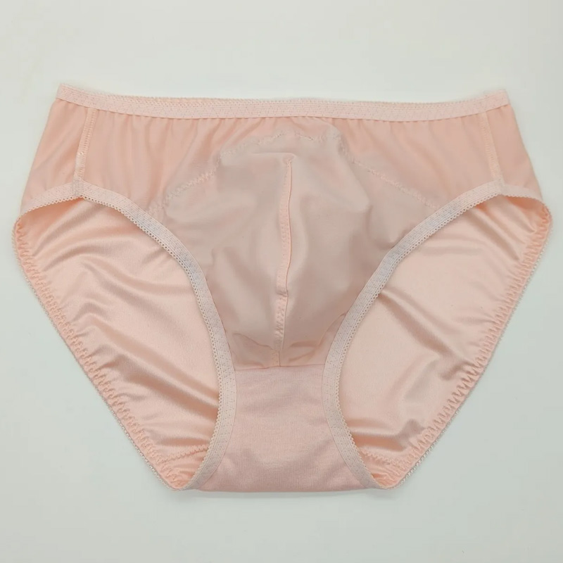 Embroidery Underwear - Slip rose brodé en dentelle pour