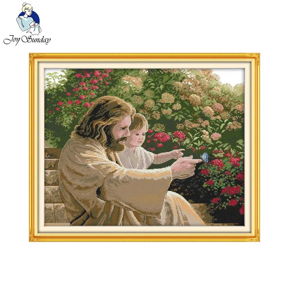 Embroidery Jesus - Joie dimanche jésus et un enfant