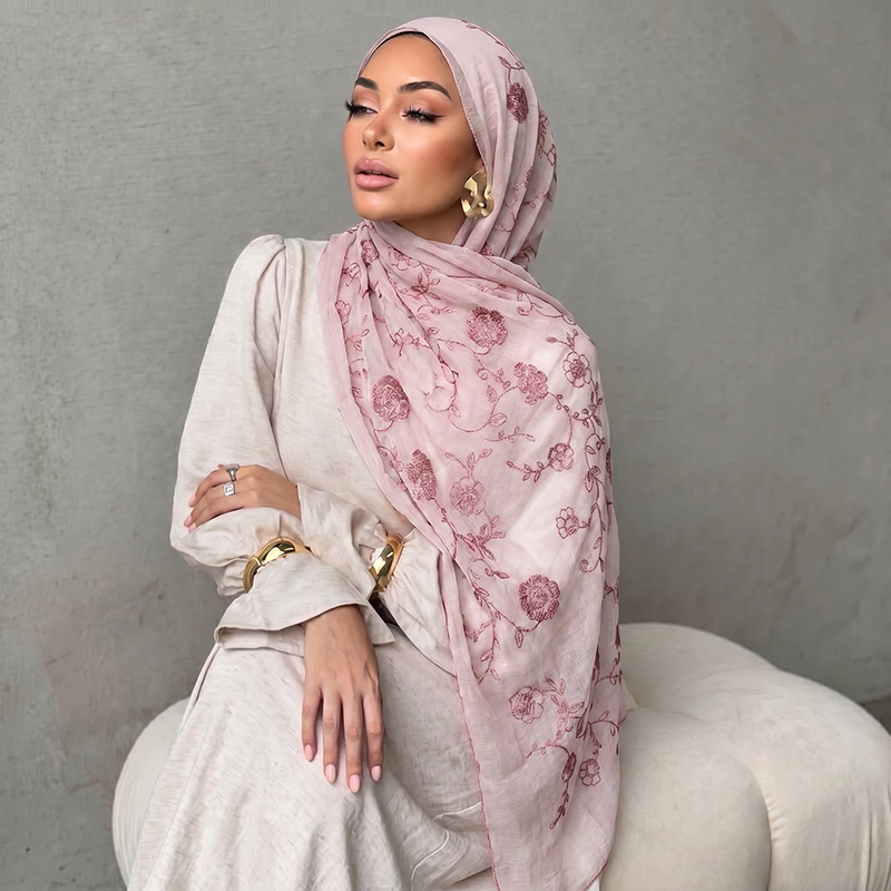 Hijab musulman brodé floral, f - Embroidery Print avis et prix
