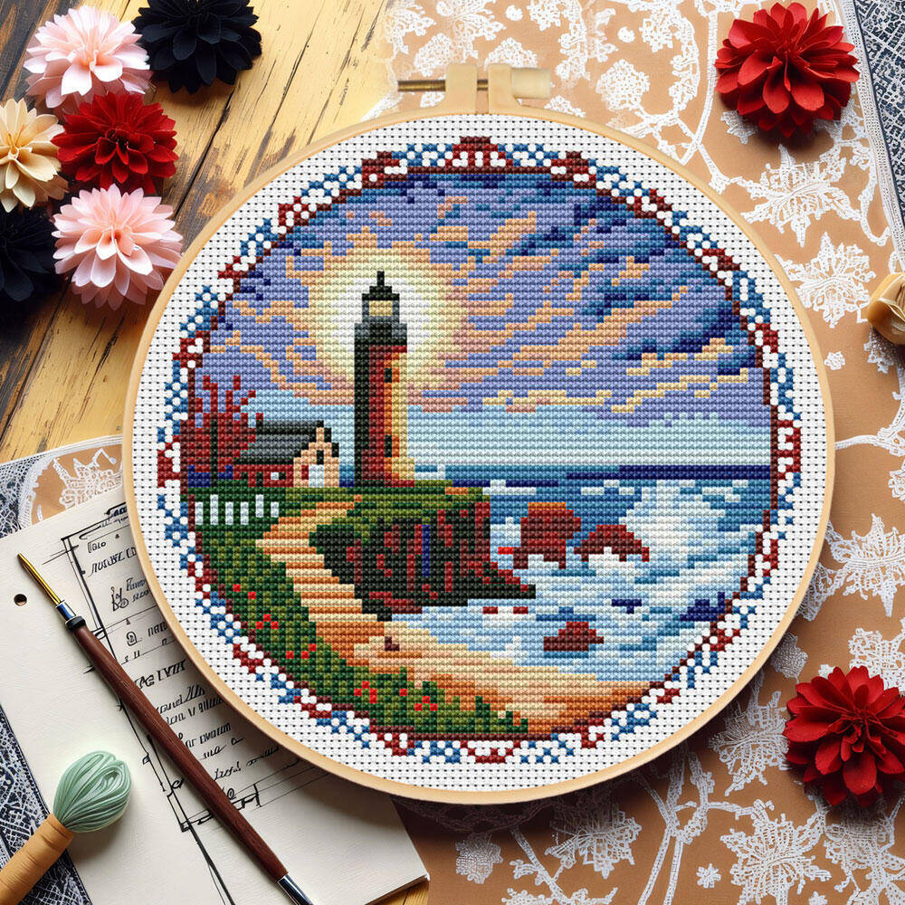 Phare en point de croix avec c - Embroidery X Pattern avis et prix