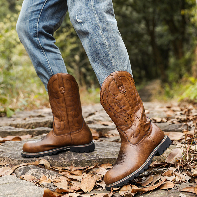 Bottes classiques pour hommes, - Embroidery Print avis et prix